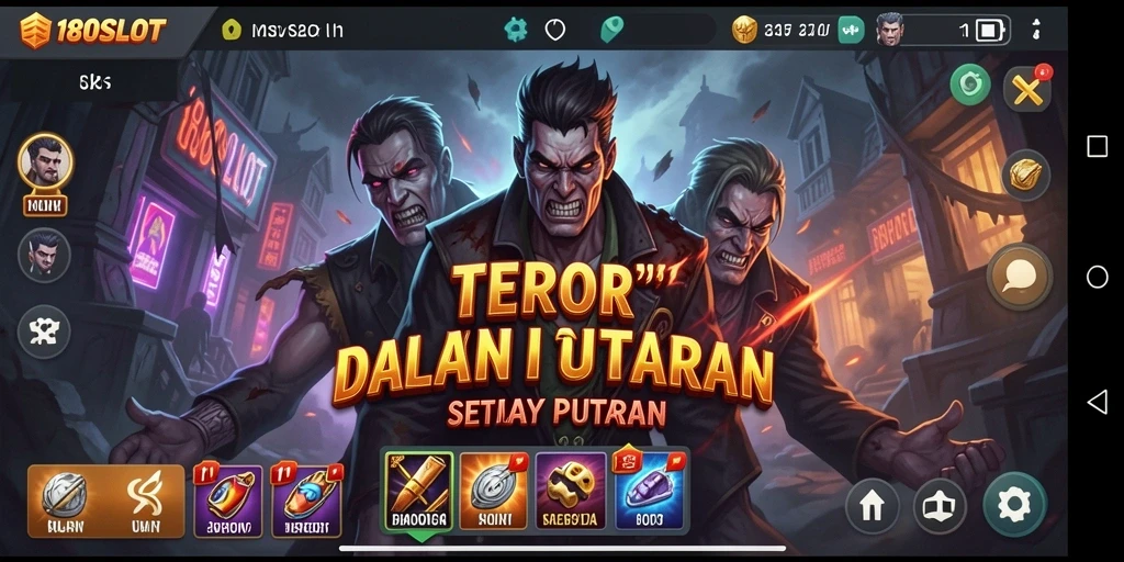 Gambaran menegangkan gameplay 180SLOT dengan elemen horror.