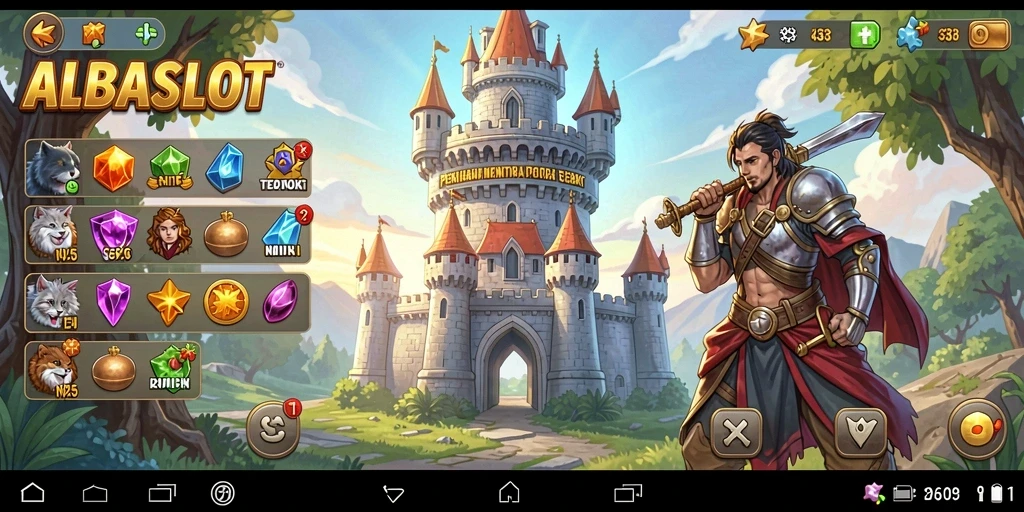 Tampilan gameplay ALBASLOT yang menegangkan dalam pertempuran Tower Defense.