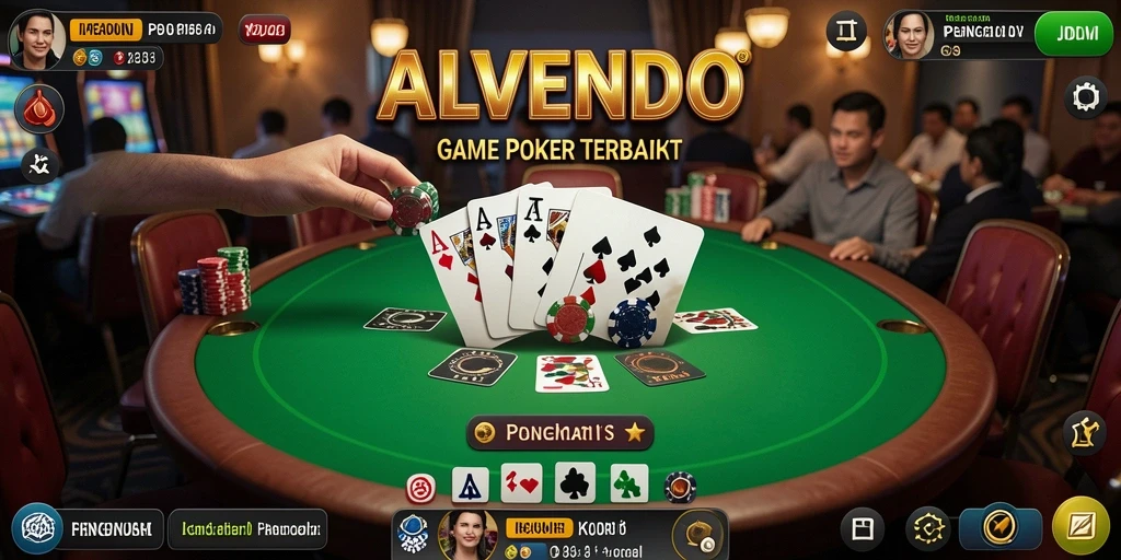 Screenshot gameplay ALVENDO menampilkan momen seru saat bermain poker.