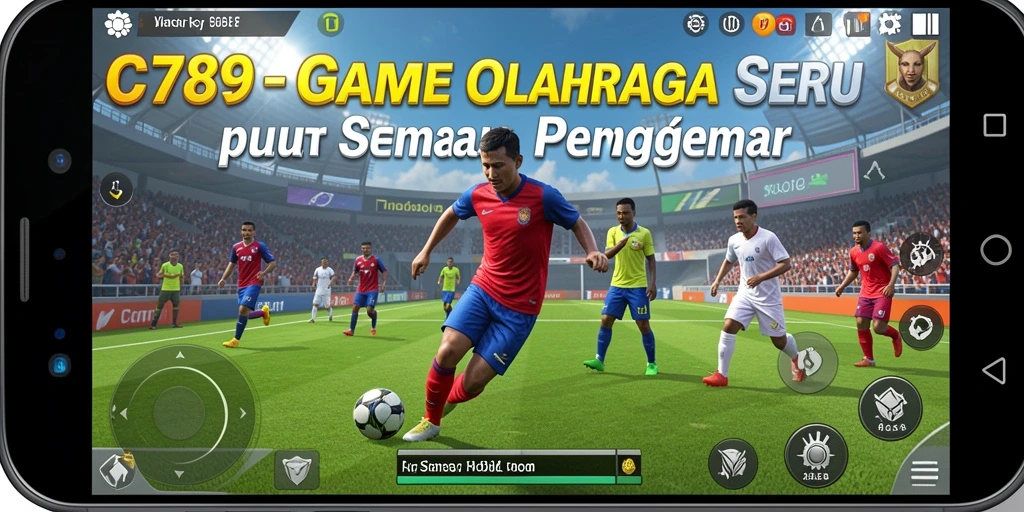 Screen utama C789 menunjukkan aksi pertandingan olahraga yang mendebarkan.