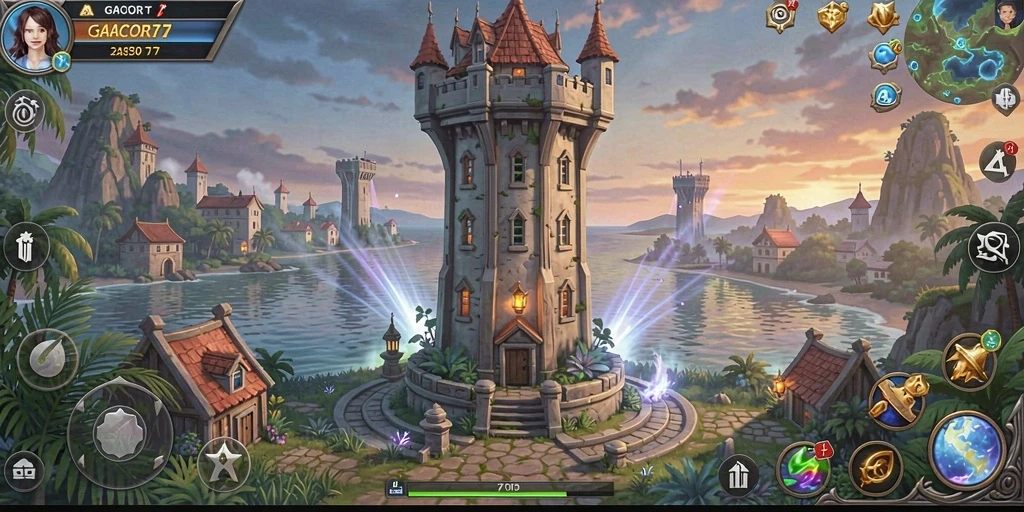 Tampilan gameplay menakjubkan di GACOR77 yang menunjukkan strategi menara.