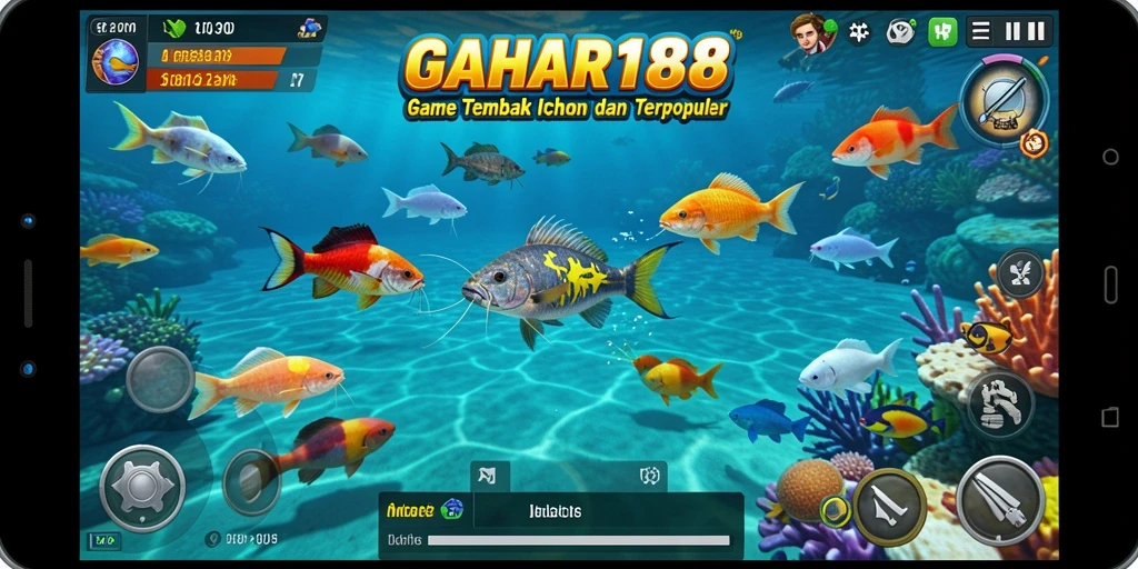 Screenshot gameplay GAHAR188 yang menampilkan aksi menembak ikan.