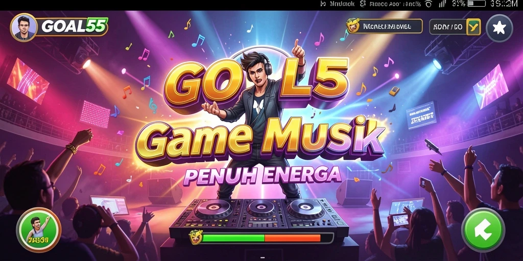 Screenshot utama GOAL55 menampilkan gameplay seru dengan musik interaktif.