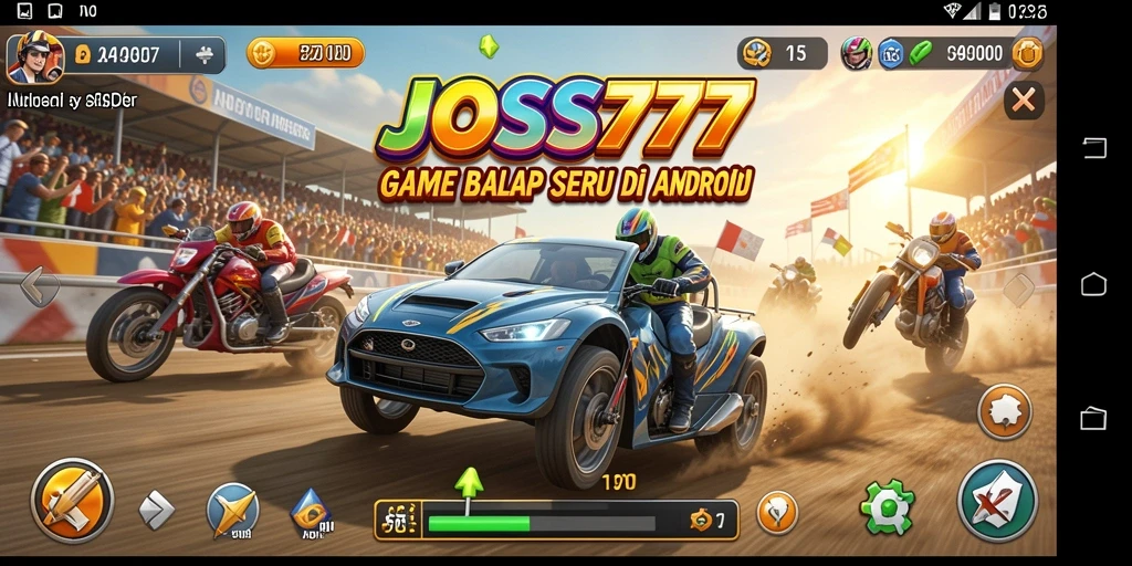 Screenshot JOSS777 menampilkan aksi balap mobil yang mendebarkan.