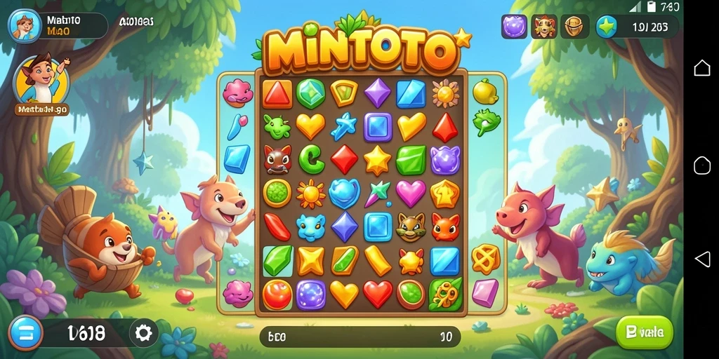 Gameplay seru MINTOTO dengan kombinasi elemen Match-3 yang menarik.