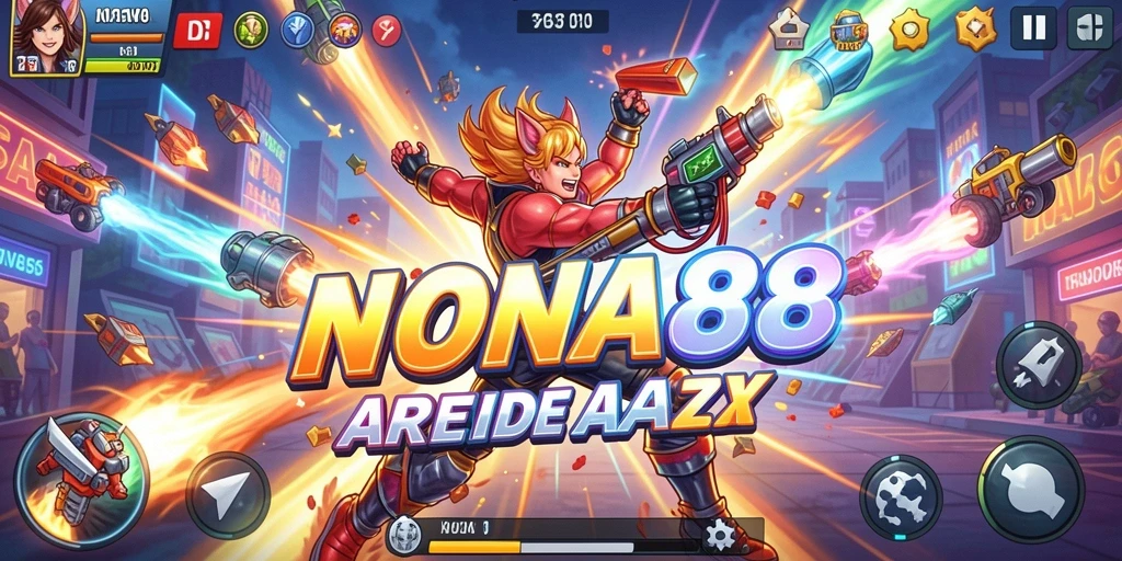 Tampilan gameplay seru dari NONA88 yang menampilkan aksi arcade yang mendebarkan.