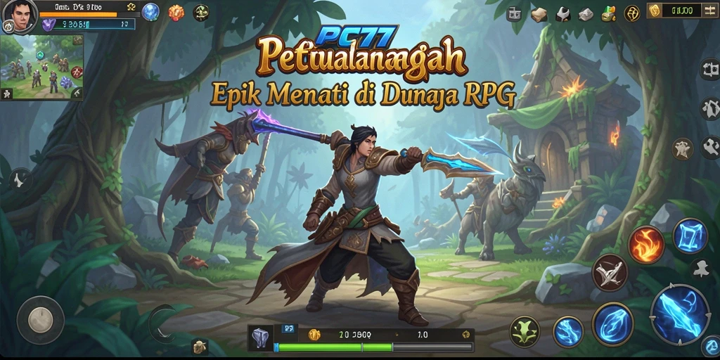 Tangkapan layar gameplay RPG PC777 yang menampilkan petualangan seru.