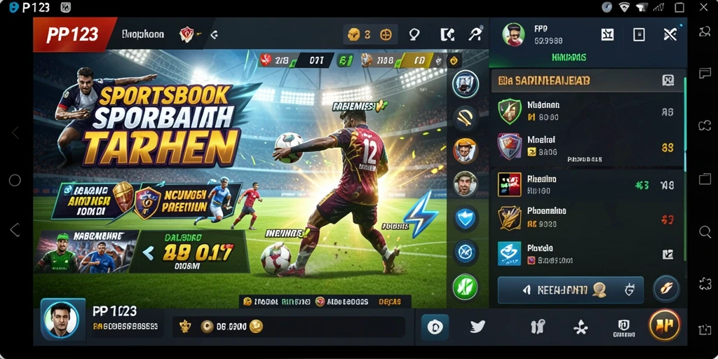 Tampilan gameplay Sportsbook yang menarik dengan banyak pilihan taruhan.