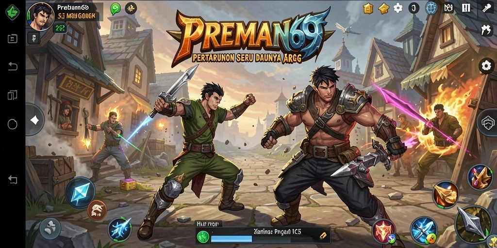 Tampilan menegangkan gameplay PREMAN69 dalam pertempuran seru ARPG.