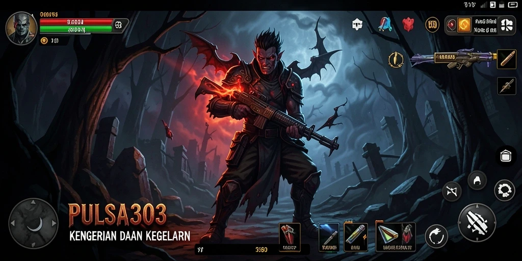 Screenshot gameplay PULSA303 menampilkan suasana gelap dan mencekam.