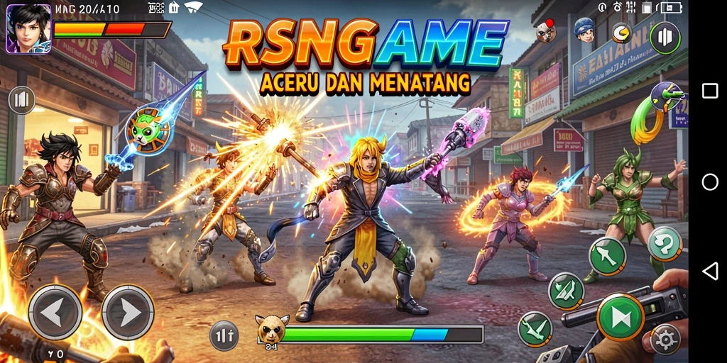 Screenshot utama RSNGAME menampilkan aksi seru dalam permainan arcade.