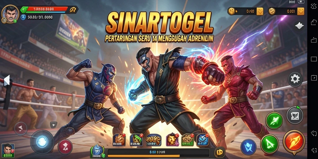 Screenshot gameplay SINARTOGEL yang menunjukkan pertarungan epik.