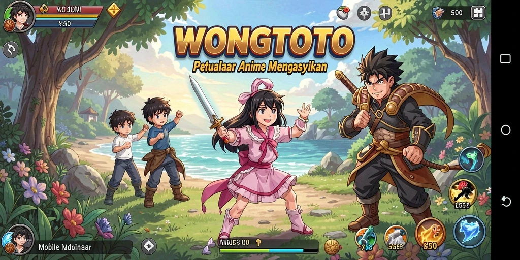 Tangkapan layar utama WONGTOTO menampilkan aksi seru dalam permainan Anime.