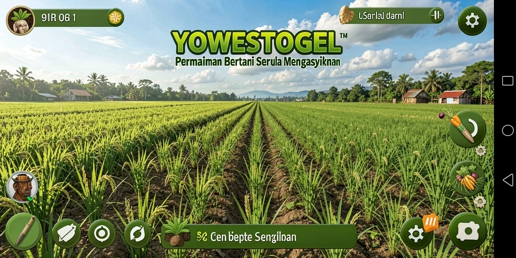 Screenshot gameplay YOWESTOGEL dengan tampilan pertanian yang menawan.